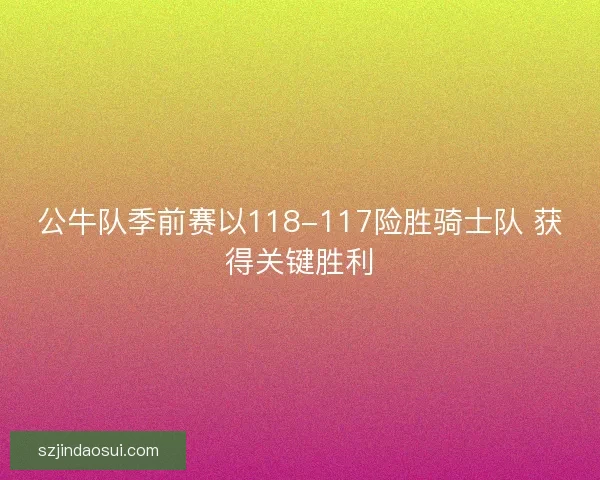 公牛队季前赛以118-117险胜骑士队 获得关键胜利